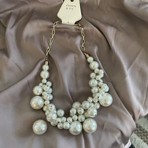 Crown & Ivy Chunky Faux Pearl 18" Adjustable Necklace Statement